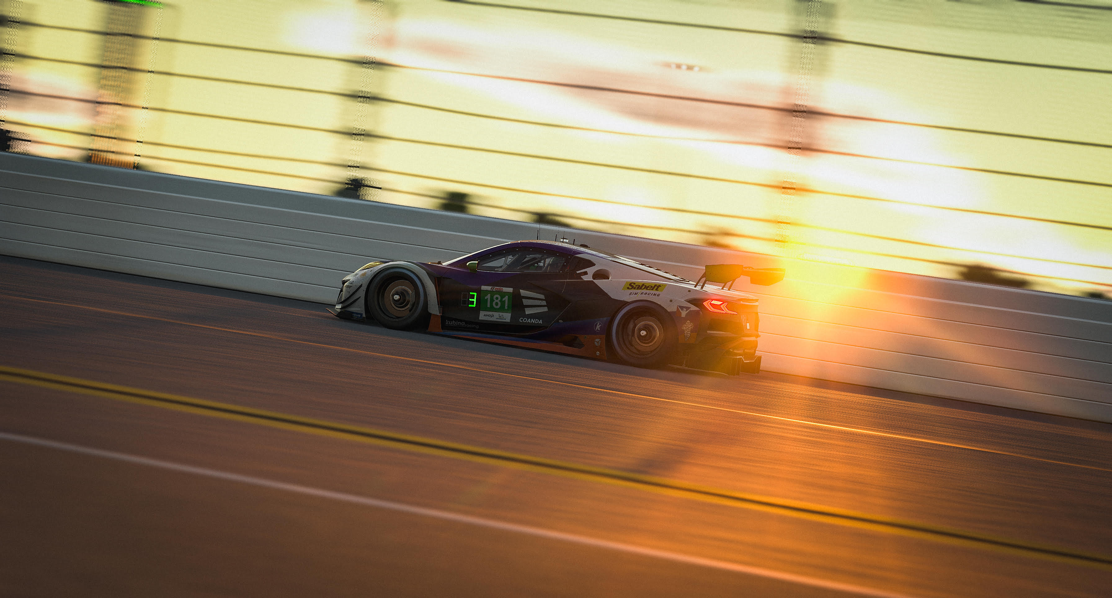 Sunset racing at Daytona International Speedway